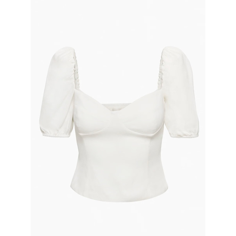 Wilfred Blouse Womens 2XS White Sweetheart Novella Puff Sleeve Bustier